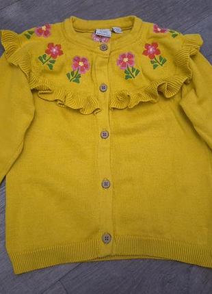 Яскравий кардиган frugi з органічної бавовни з вишивкою та воланами на 4-5 років