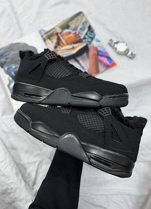 Кросівки nike jordan 4 black cat хутро 🖤