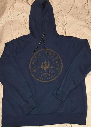 Худи burton menswear london темно-синее с флисом, принт alpine voyager, мужской, xl