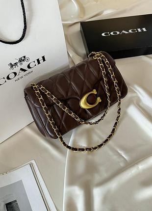 Сумка жіноча coach коричнева з екошкіри 26х17х9 см