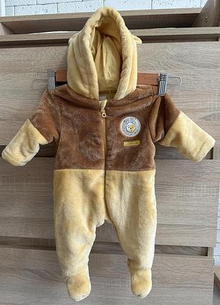 Зимовий комбінезон для хлопчиків cool club disney winnie the pooh, жовто коричневий, розмір 56
