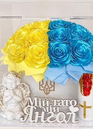 В наявності! куб 30-30 см композиції з атласних квітів в кубі,штучні квіти, ціна вказана уже за композицію з надписом +куб,без додаткового наповнення