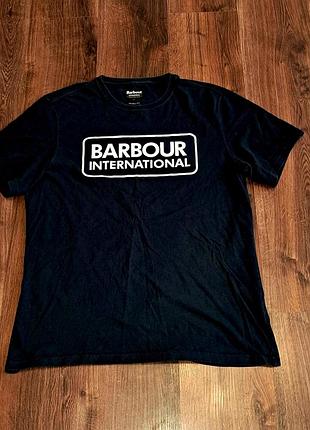 Мужская уникальная футболка barbour с крупным лого оригинал