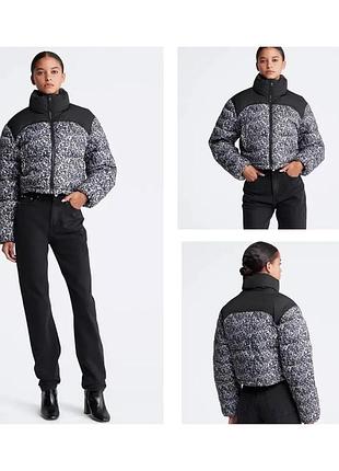 Куртка жіноча calvin klein jeans коротка чорно-біла з принтом