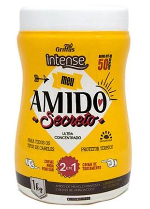 Маска-сыворотка 2в1 против выпадения волос griffus creme de tratamento 2 em 1 meu amido secreto 1000 g