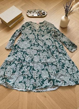 Легке довге плаття / бохо-сукня в стилі пейслі (up2 fashion) красива, стильна та неймовірно комфортна сукня вільного крою в модній зеленій гамі