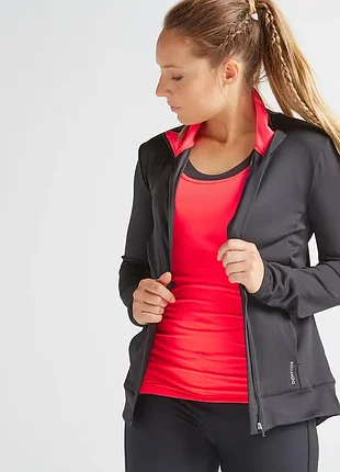 Спортивна кофта жіноча чорна 🖤 дихаюча з кишенями ⚡ domyos 100 decathlon 🏃‍♀️ майстерка олімпійка на блискавці