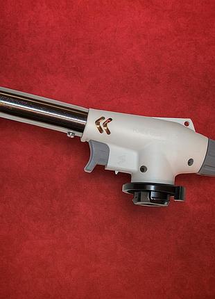 Газовий пальник із п'єзопідпалом flame gun 920 білий, кулінарний пальник для балона — фломбер