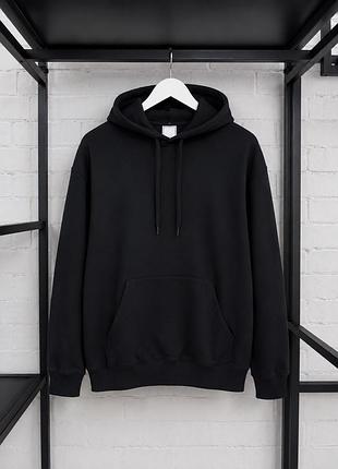 Женское утепленное худи creator studio (h&amp;m) xs s xl xxl черное однотонное (12345747-15)