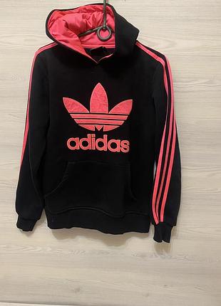 Спортивне худі adidas з логотипом та рожевими смужками (розмір s)