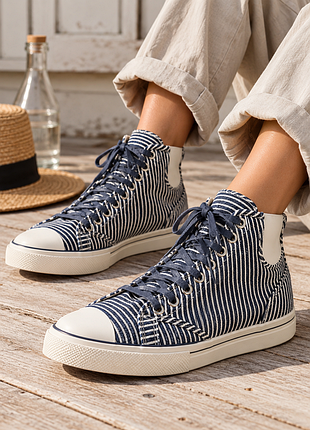 Летние текстильные high-top кеды в морском стиле / comfort sneakers 40 р.
