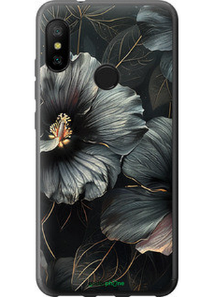 Чехол на xiaomi mi a2 lite черные цветы "6031u-1522-72104"