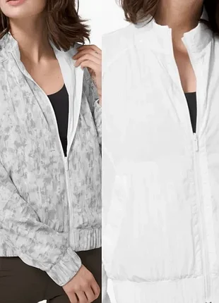 Куртка женская lululemon двухсторонняя бомбер нейлон серая белая