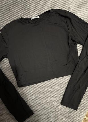 Поліамідний лонгслів zara топ чорний zara лонг чорний zara лонгслів zara футболка чорна zara светр