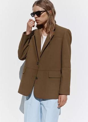 Коричневий піджак, блейзер zara