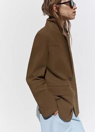 Коричневий піджак, блейзер zara 2