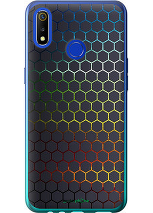 Чехол на realme 3 переливающиеся соты "498u-1869-72104"