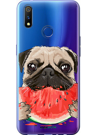 Чехол на realme x lite мопс и арбуз "4665u-2030-72104"