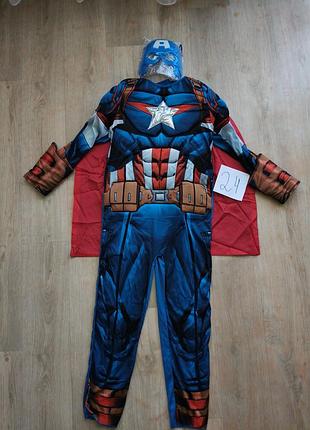 Детский карнавальный костюм капитана америкы (marvel) капитана Америка маска 134 см 140 см