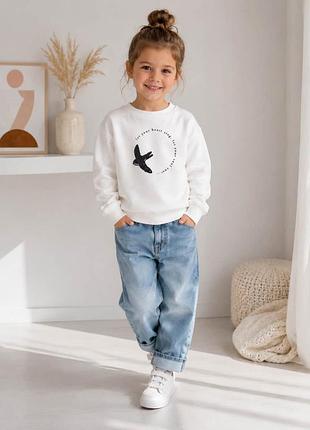 Белая кофта свитшот на девочку zara kids на флисе 5/110