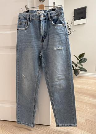 Джинси  zara mom's блакитні рвані