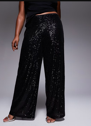 Широкие брюки палаццо с пайетками из линейки plus size (curves) 24 р
