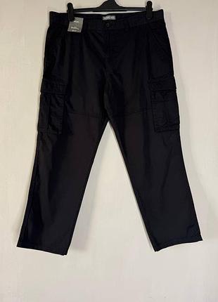 Нові чоловічі чорні штани карго nutmeg men cargo trousers (розмір w38 / xl, бавовна)