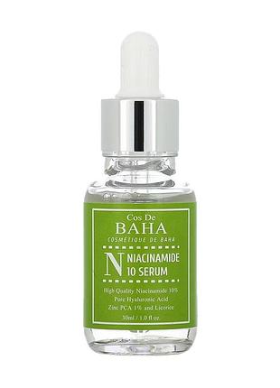 Сироватка для обличчя cos de baha niacinamide 10 serum з ніацинамідом та цинком, 30 мл