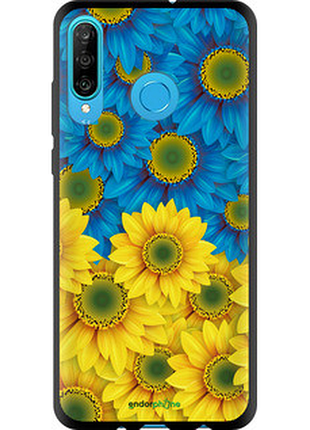 Чехол на huawei p30 lite жёлто-голубые цветы "1048b-1651-72104"