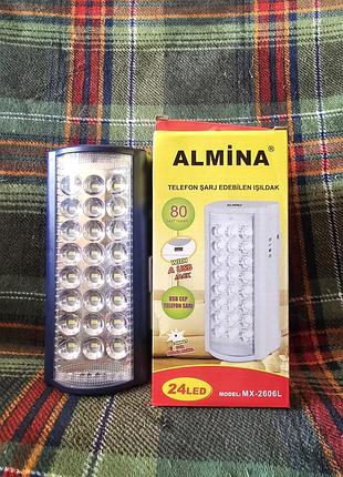 Фонарик almina mx-2606l 24led c функцией power bank