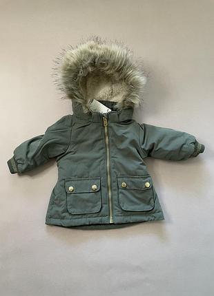 Куртка парка h&m для дівчинки, розмір 68, зелена, нова