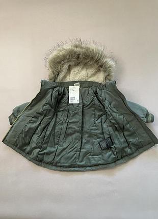 Куртка парка h&m для дівчинки, розмір 68, зелена, нова 3