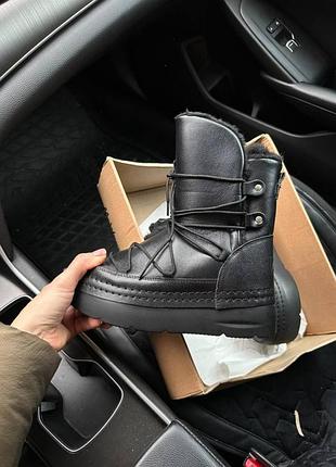 Распродажа 🏷 зимние полностью натуральные кожаные замшевые угги сноубутсы луноходы со шнуровкой утепленные набивным мехом овчиной