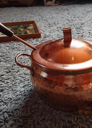 Кастрюлька маленькая медь винтаж швция 14×14см
