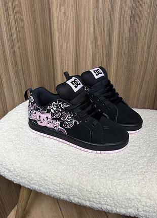 Жіночі кросівки dc court graffik black pink sabbath дс чорні з рожевим