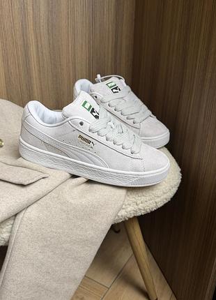 Жіночі кросівки puma suede xl mint grey white пума сірі світлі