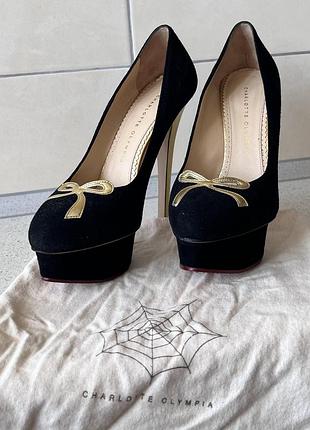 Туфлі жіночі charlotte olympia чорні замшеві