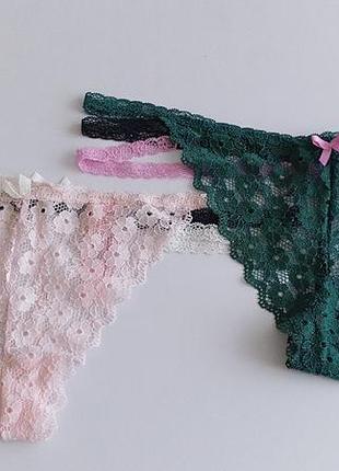 Комплект кружевных женских трусиков танга размер l xl бренда hunkemoller