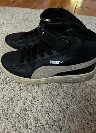 Черевики унісекс puma демісезонні шкіряні з хутром чорні