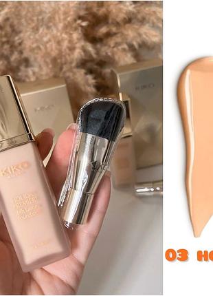 Стійкий тональний крем та пензлик kiko milano holiday première