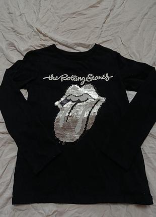 Реглан для дівчинки next the rolling stones чорний з паєтками 140 см