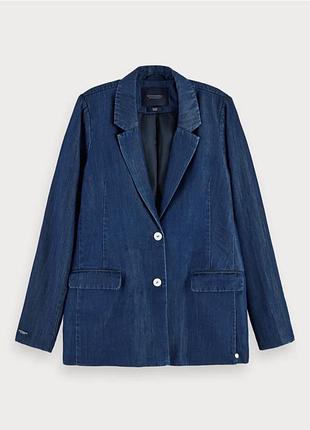 Стильний подовжений приталений джинсовий піджак від відомого бренду scotch&soda