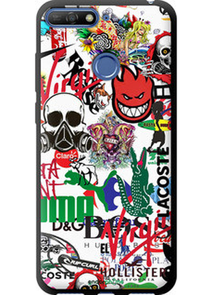 Чехол на huawei honor 7a pro many different logos "4022b-1440-72104"