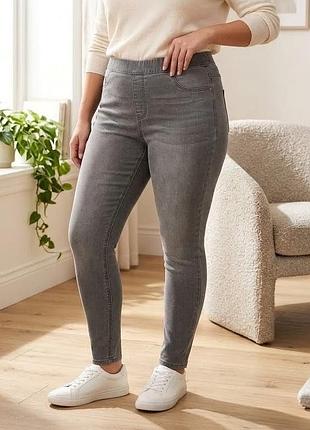 Женские серые джеггинсы high rise marks &amp; spencer р. 16 long высокая посадка