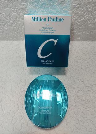 Увлажняющая компактная пудра для лица million pauline collagen 3x two-way cake со сменным блоком тон 21