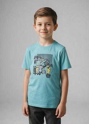 Голубая футболка primark на мальчика 12-13 лет