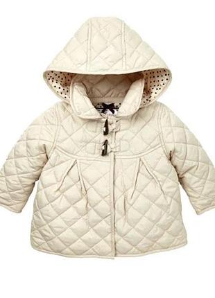Куртка для дівчаток mothercare стьобана молочного кольору розмір 80