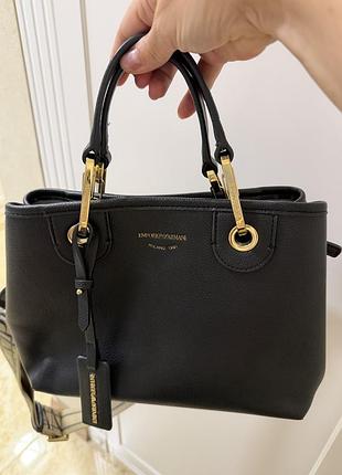 Сумка жіноча emporio armani чорна, маленька, зі штучної шкіри