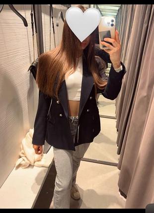 Жіночий піджак zara двобортний синій