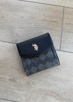Гаманець u.s. polo assn чорний маленький оригінал під louis vuitton